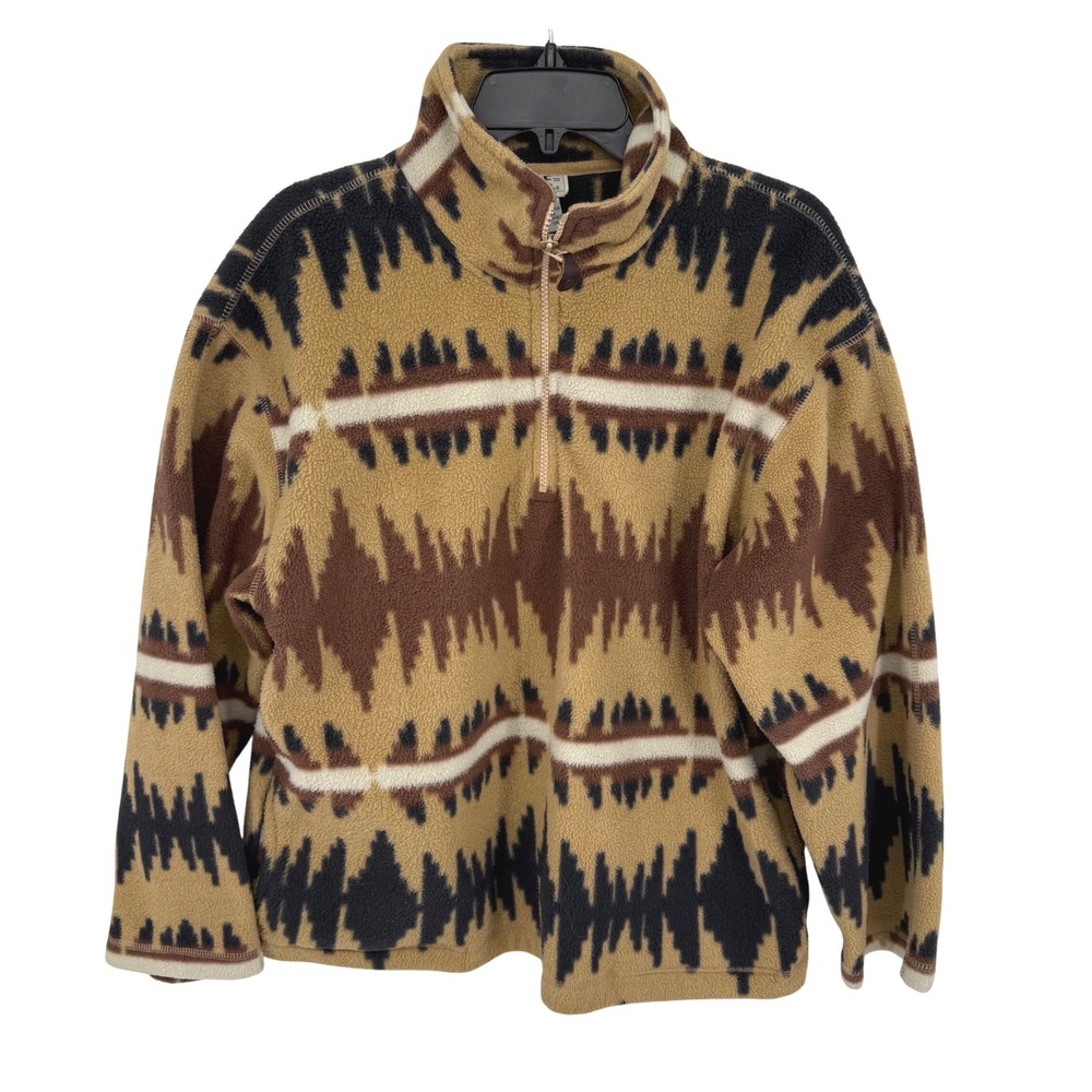 Vtg American Eagle Men's Fleece Quarter Zip Pullover M Tan Aztec 90s Y2K Outdoor